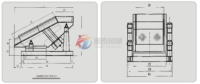 懸臂振動(dòng)篩（彈臂振動(dòng)篩）振動(dòng)電機式外形圖